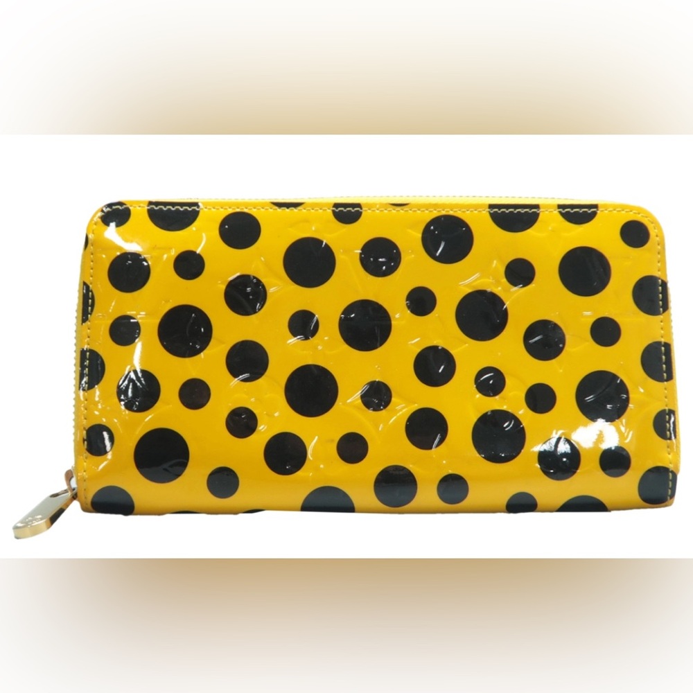 Louis Vuitton x Yayoi Kusama Zippy Yellow and Black Patent Leather Wallet